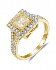 MULTI TONE PRINCESS CUT DIAMOND ENGAGEMENT RING (TR5734)